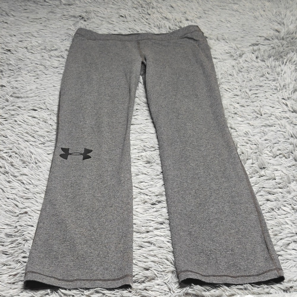 Under Armour HeatGear Pants Womens XL Gray Fitted Yoga Athletic Track Activewear